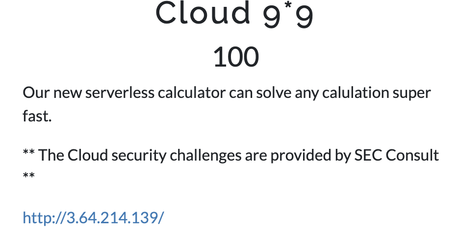 Cloud 9*9 challenge
